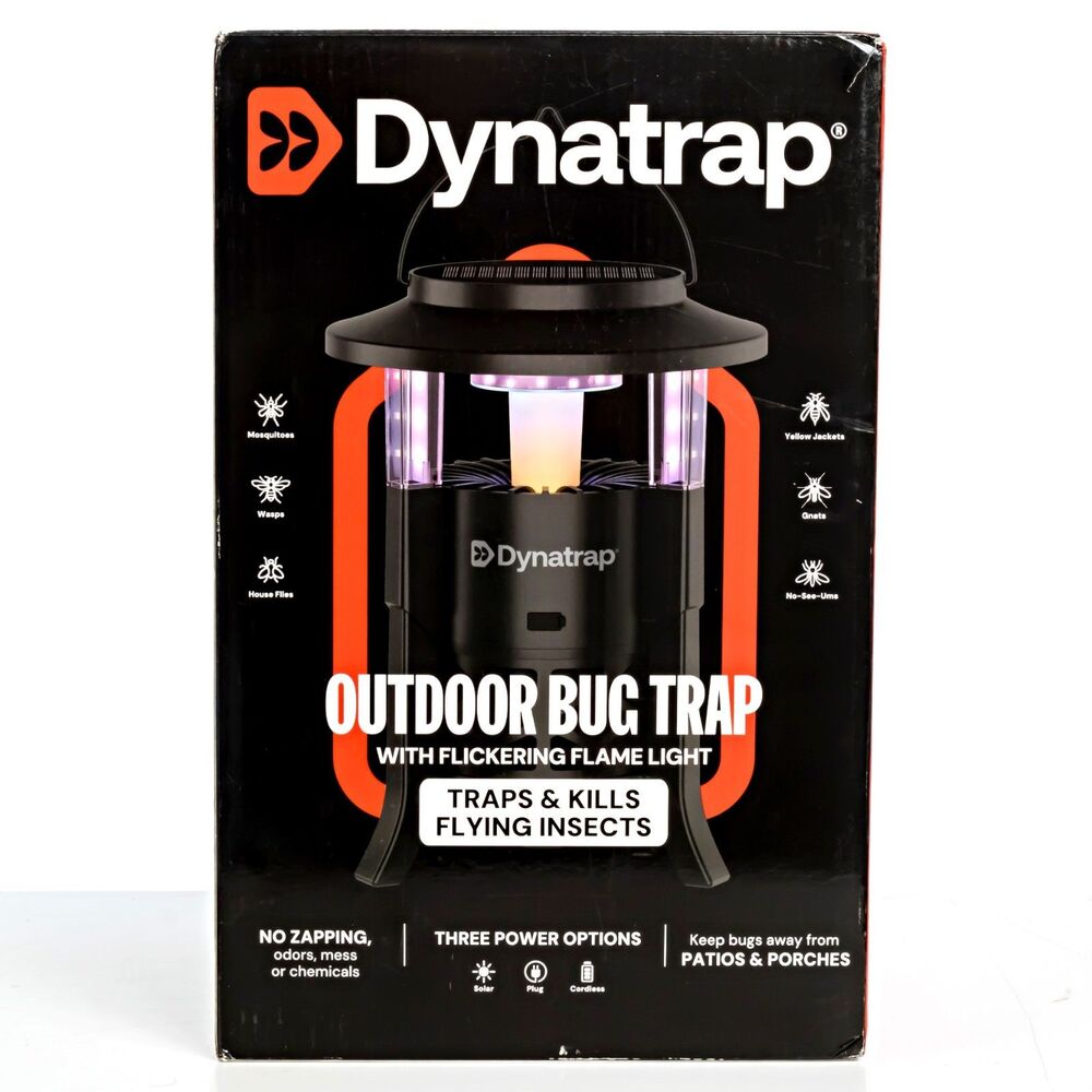 2026 Dynatrap Outdoor Bug Trap with Flickering Flame Light Solar Plug Cordless